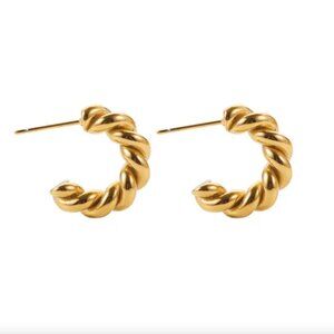 New 14K Gold Plated Braided Hoop Earrings NWT